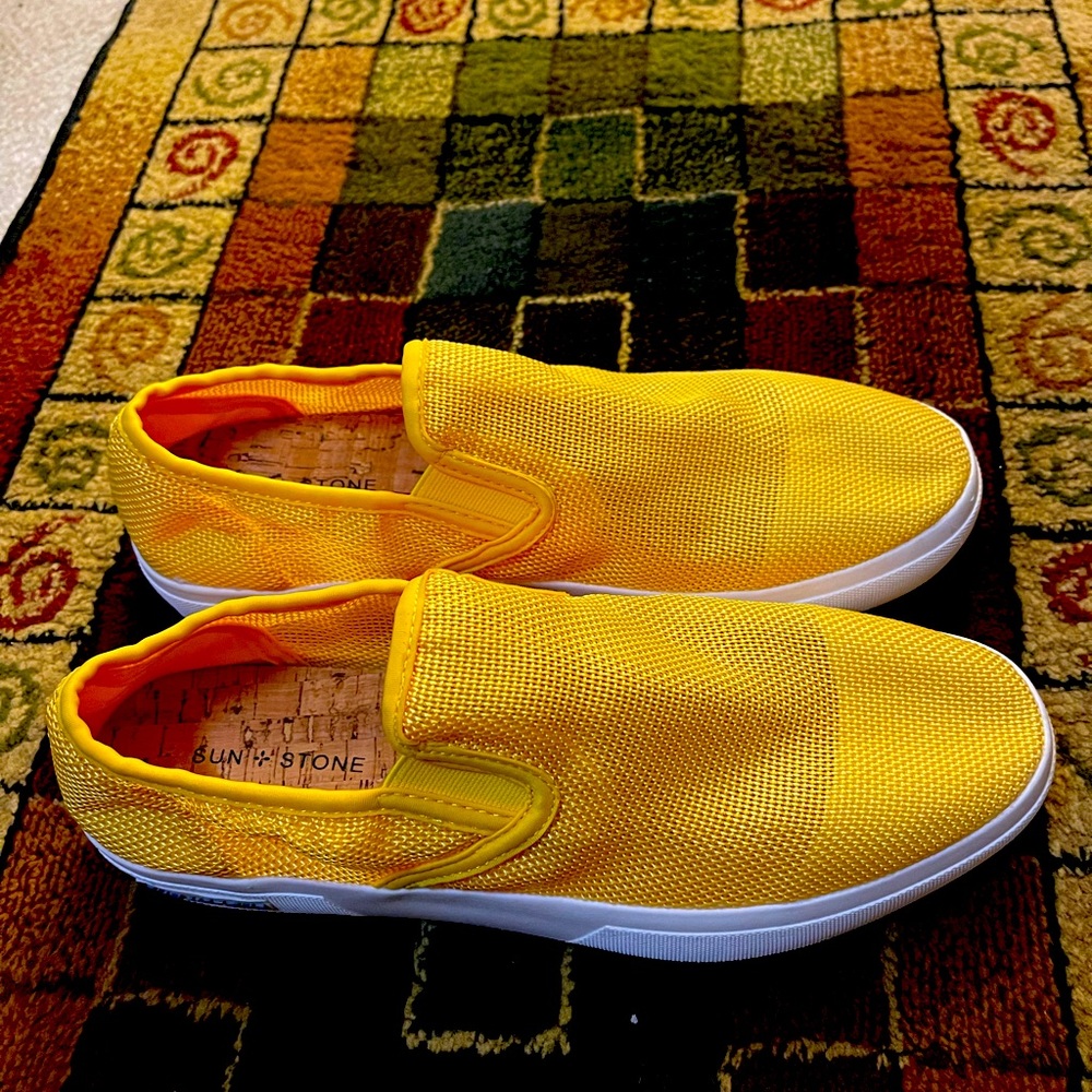 Sand and Stone yellow slip on shoes